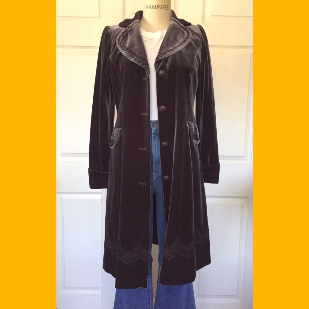Vintage velvet coat long jacket